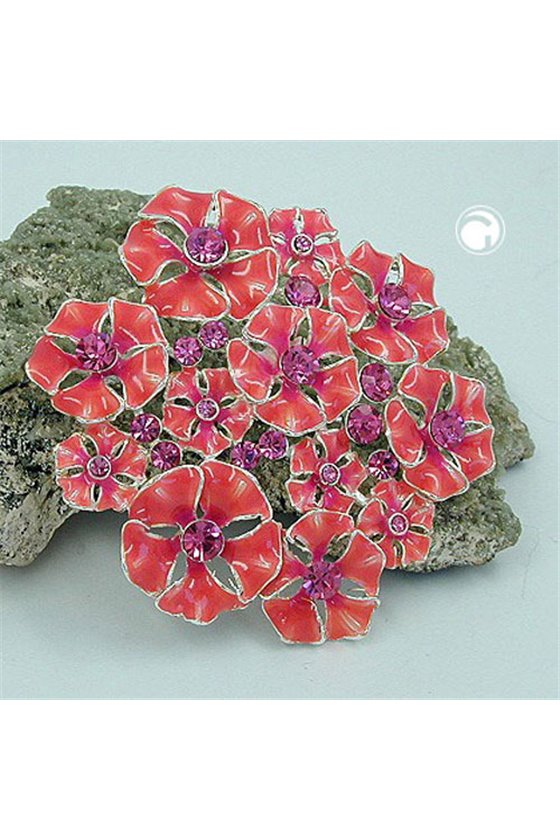 BROOCH FLOWER PINK-VIOLET ENAMELED