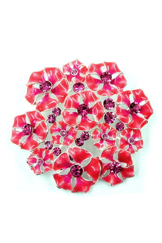 BROOCH FLOWER PINK-VIOLET ENAMELED