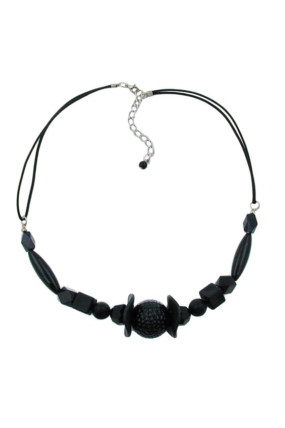 NECKLACE DIFFERENT SHAPED BLACK BEADS,