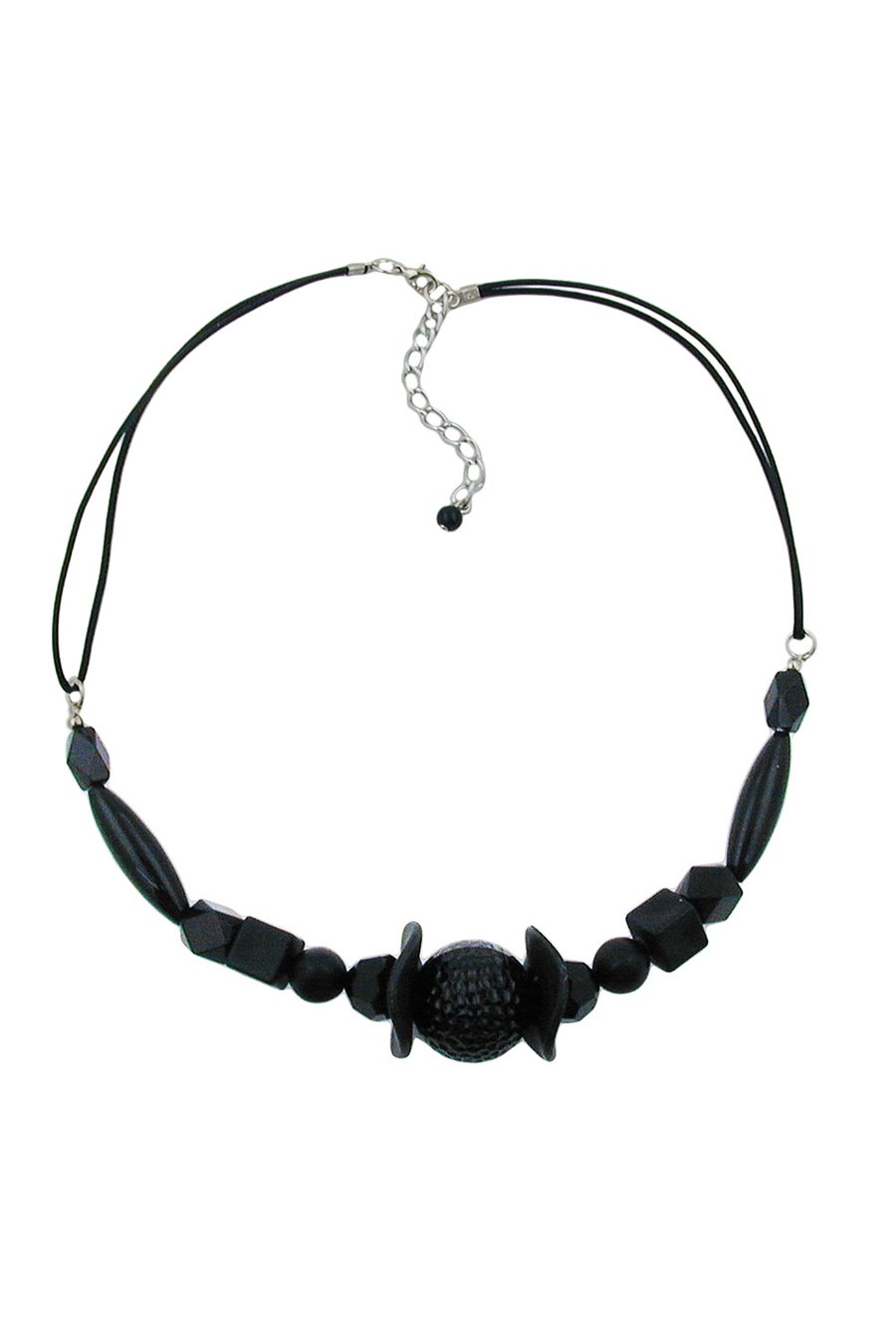 NECKLACE DIFFERENT SHAPED BLACK BEADS,