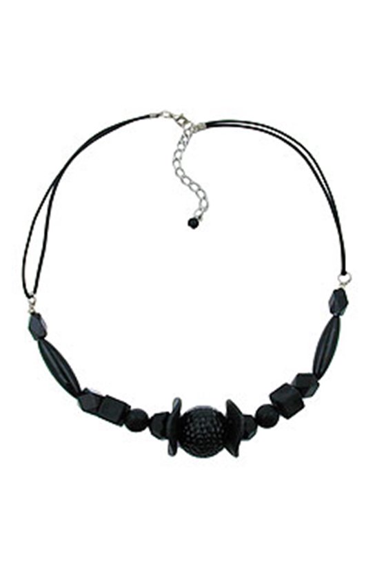 NECKLACE DIFFERENT SHAPED BLACK BEADS,