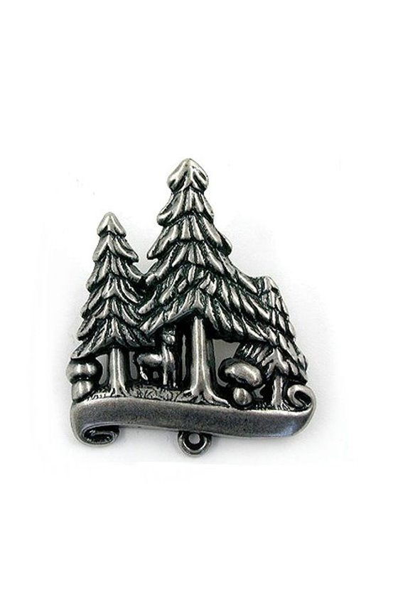 BROOCH 3 CONIFERS ANTIQUE SILVER