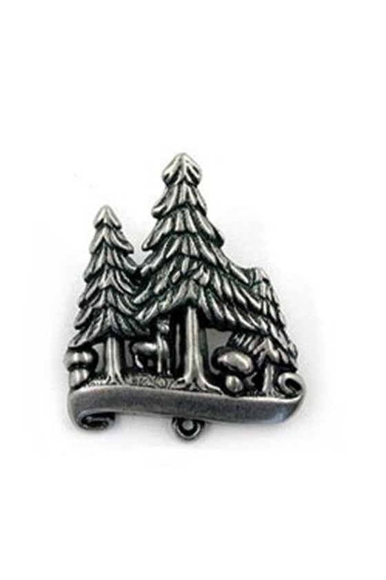 BROOCH 3 CONIFERS ANTIQUE SILVER