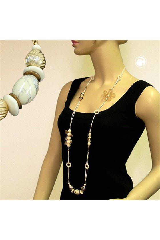 NECKLACE FANTASY FLOWER BEADS 110CM