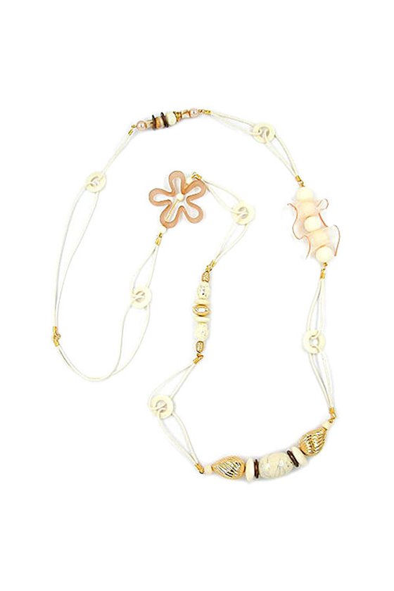 NECKLACE FANTASY FLOWER BEADS 110CM