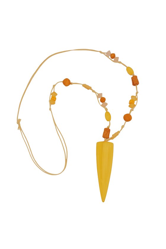 NECKLACE YELLOW BEADS POINTED TRIANGLE