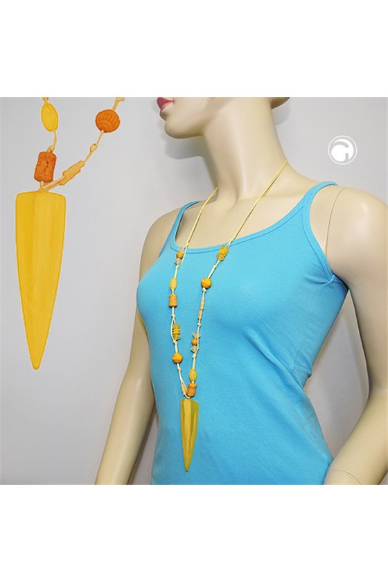 NECKLACE YELLOW BEADS POINTED TRIANGLE