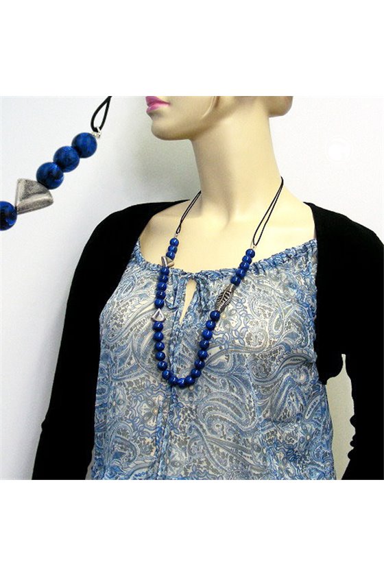NECKLACE BLUE BEADS LONG