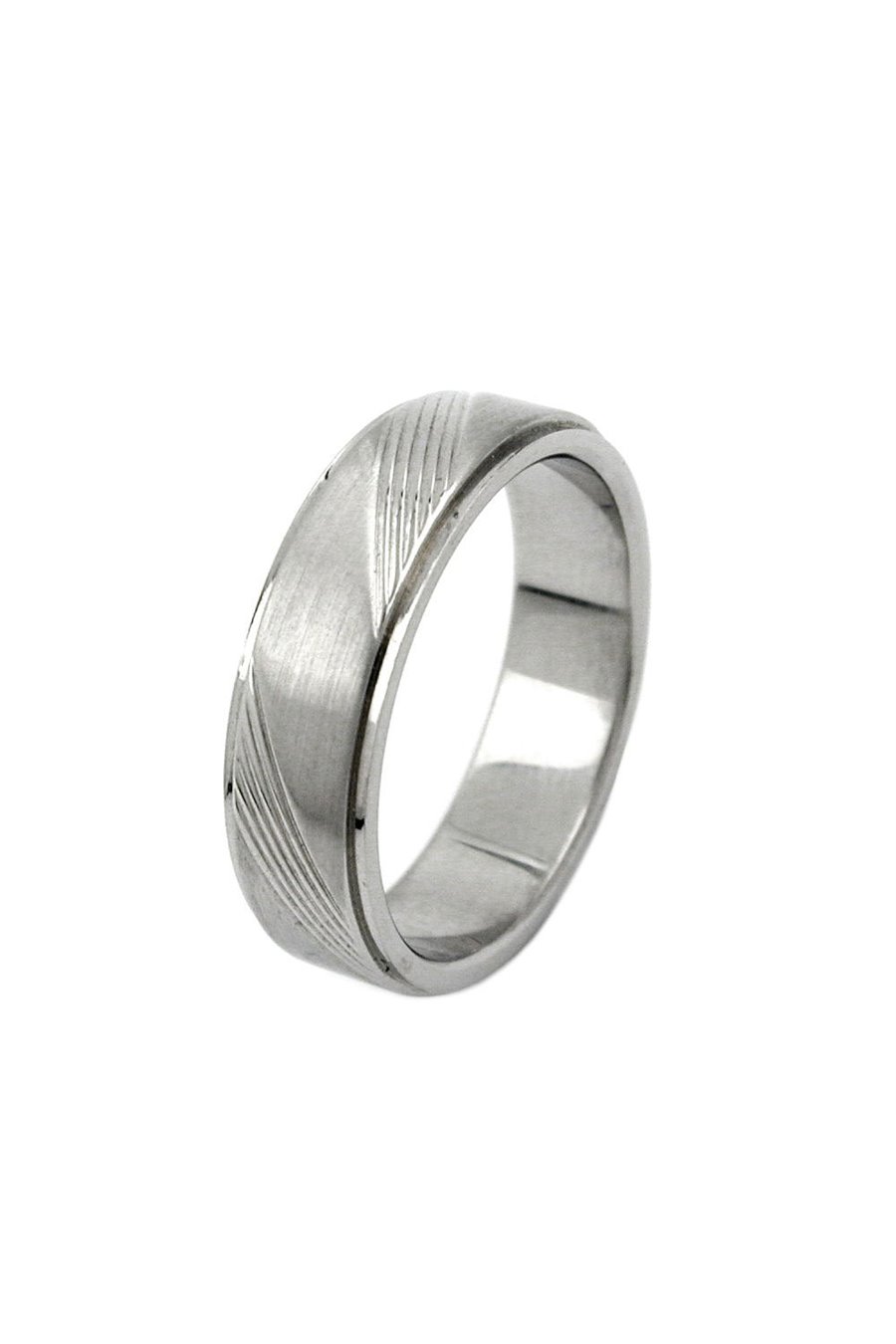 RING DIAGONAL LINE PATTERN STAINLESS STEEL