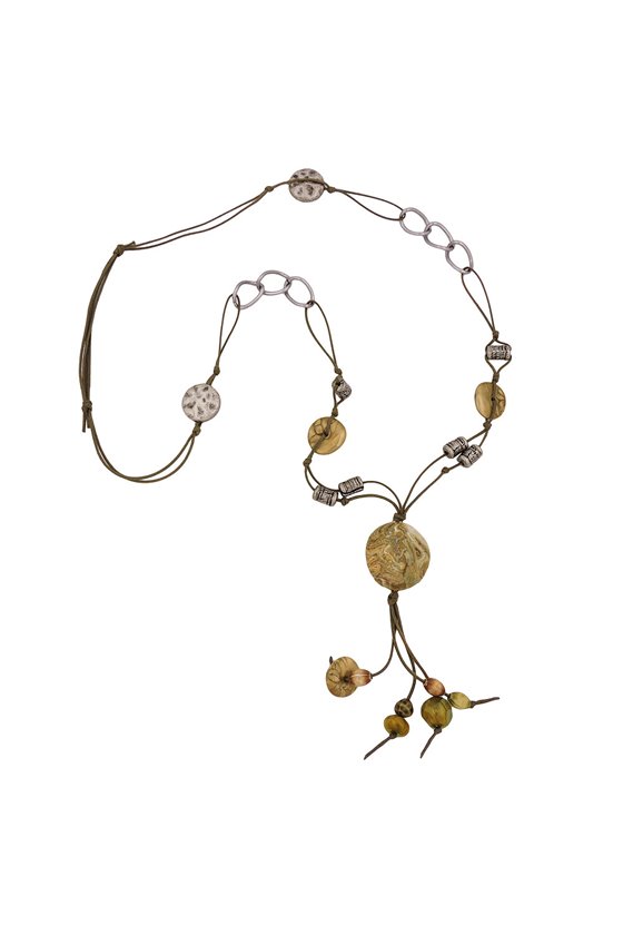 NECKLACE BEADS OLIVE-GREEN