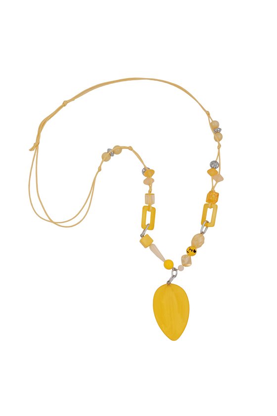 NECKLACE YELLOW BEADS WITH CHAIN LINKS