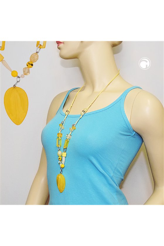 NECKLACE YELLOW BEADS WITH CHAIN LINKS