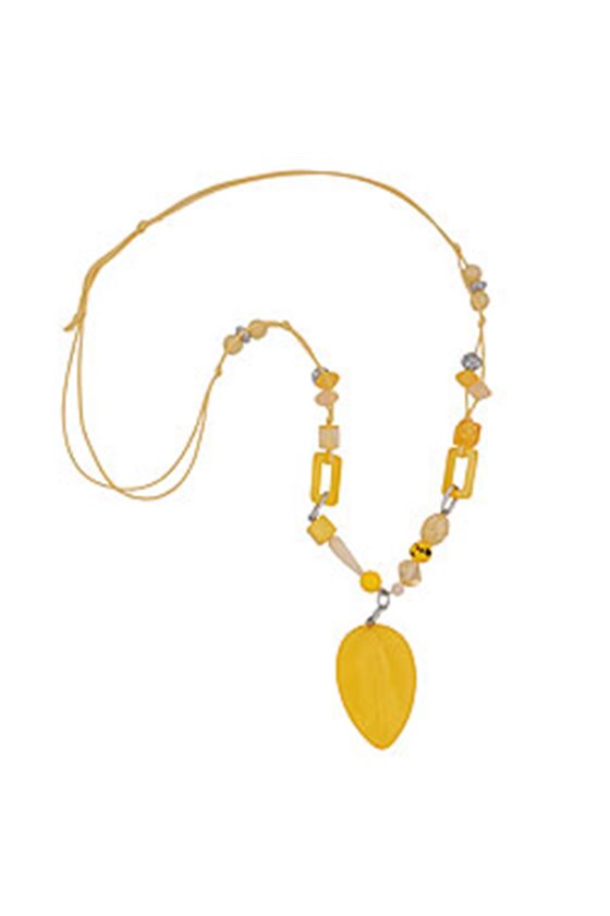 NECKLACE YELLOW BEADS WITH CHAIN LINKS