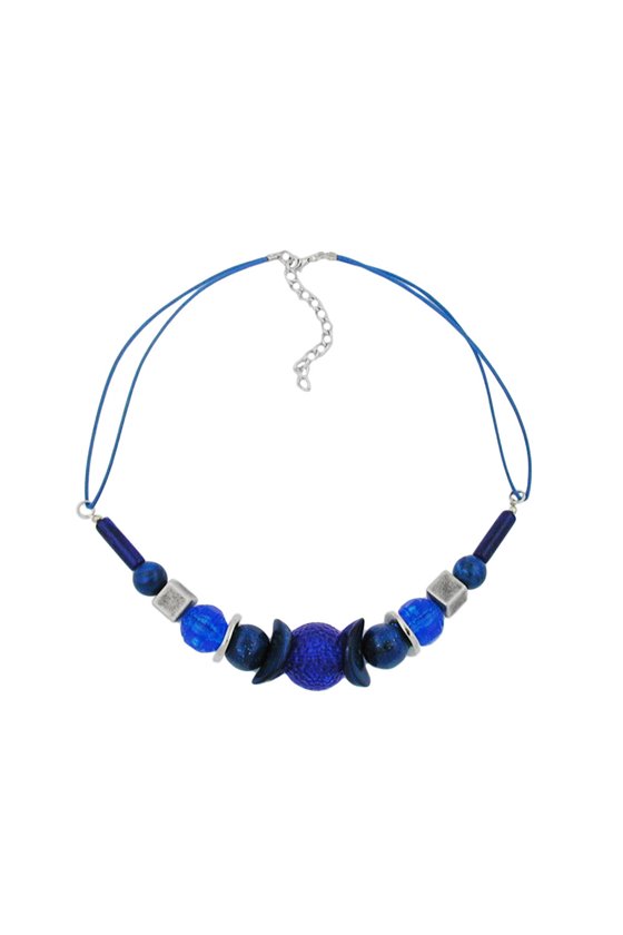 NECKLACE HONEYCOMB BEAD BLUE/ SILVER-COLOURED BEADS