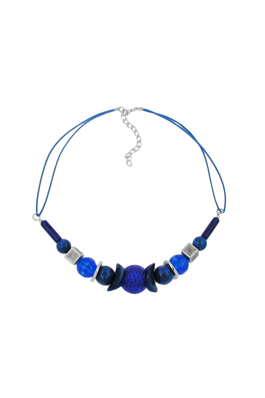 NECKLACE HONEYCOMB BEAD BLUE/ SILVER-COLOURED BEADS