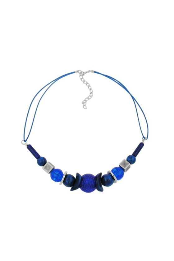NECKLACE HONEYCOMB BEAD BLUE/ SILVER-COLOURED BEADS