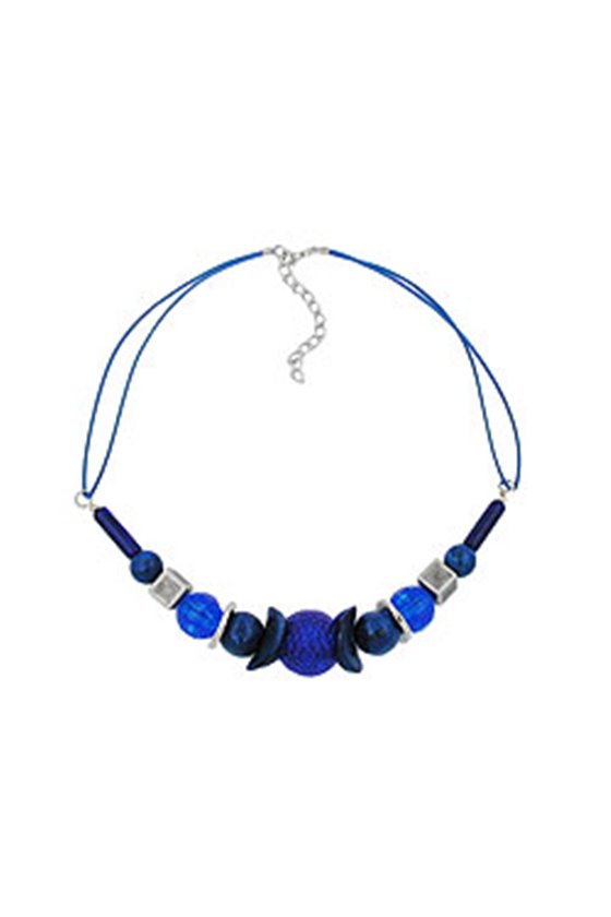 NECKLACE HONEYCOMB BEAD BLUE/ SILVER-COLOURED BEADS