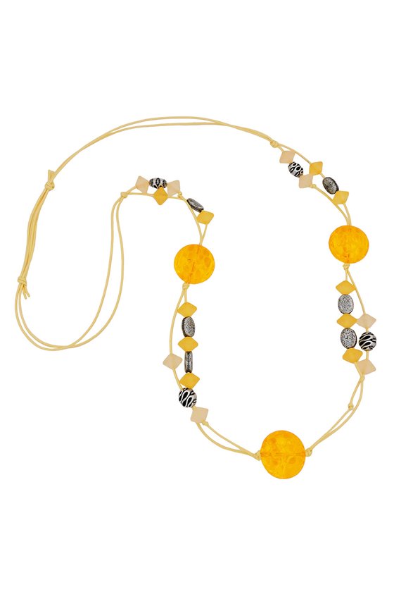 NECKLACE YELLOW BEADS PATTERNED BEADS