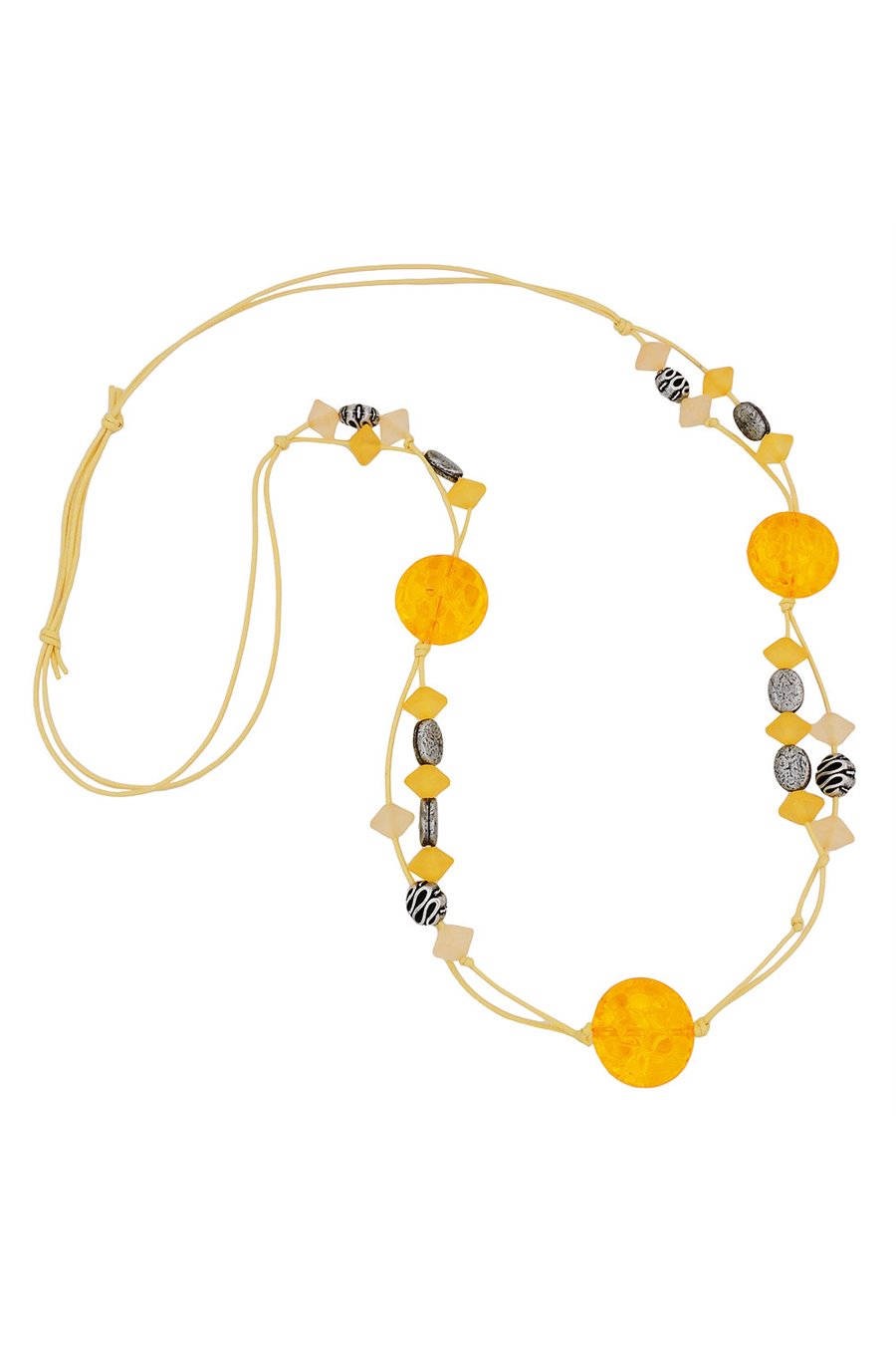 NECKLACE YELLOW BEADS PATTERNED BEADS
