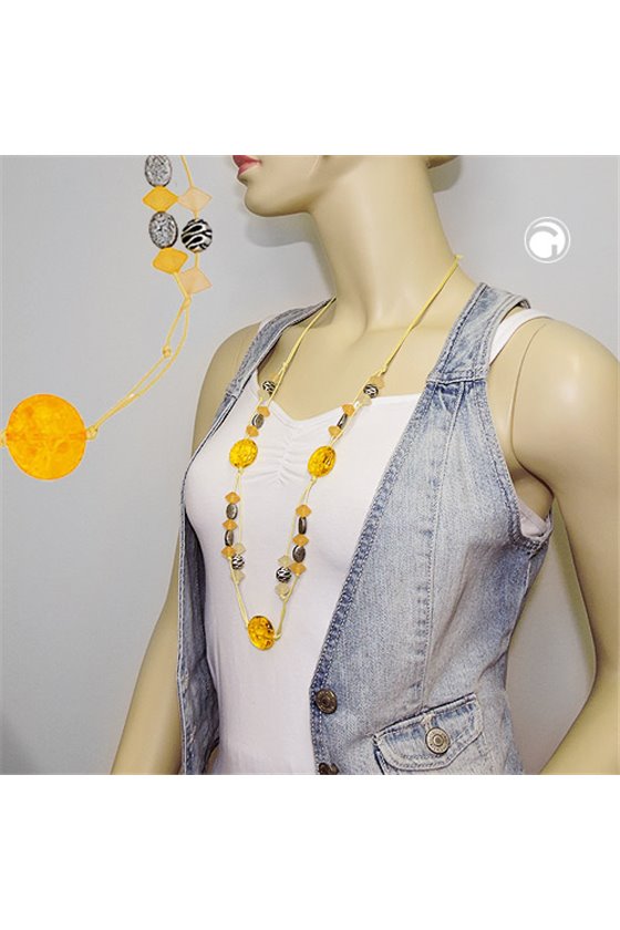 NECKLACE YELLOW BEADS PATTERNED BEADS