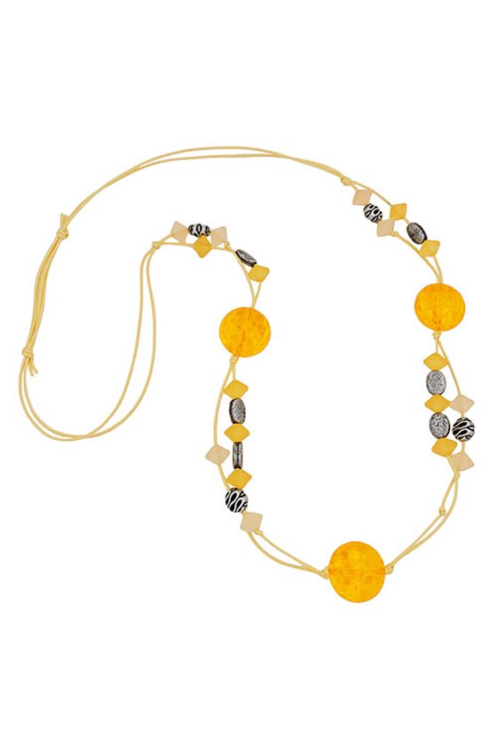 NECKLACE YELLOW BEADS PATTERNED BEADS