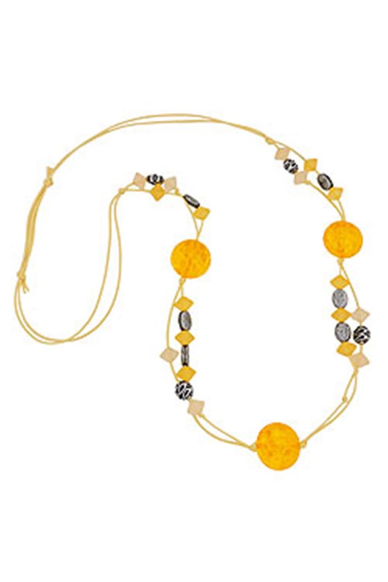 NECKLACE YELLOW BEADS PATTERNED BEADS
