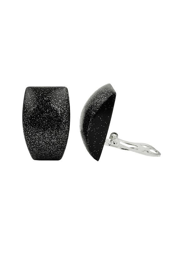 EARRING CLIP-ON TRAPEZIUM BLACK TINSEL