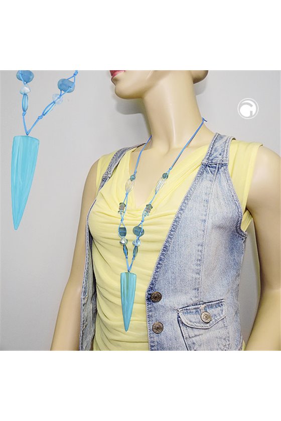 NECKLACE LONG TRIANGLE LIGHT-BLUE