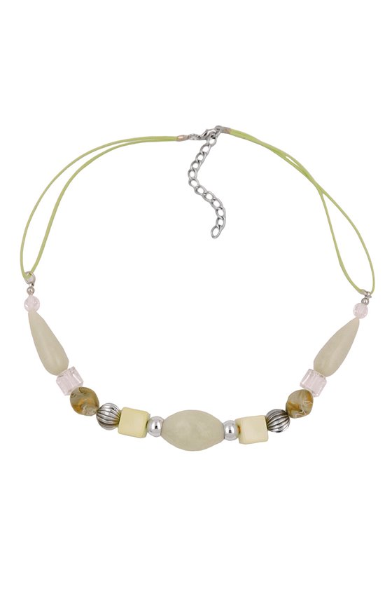 NECKLACE BEADS LIGHT-GREEN YELLOW