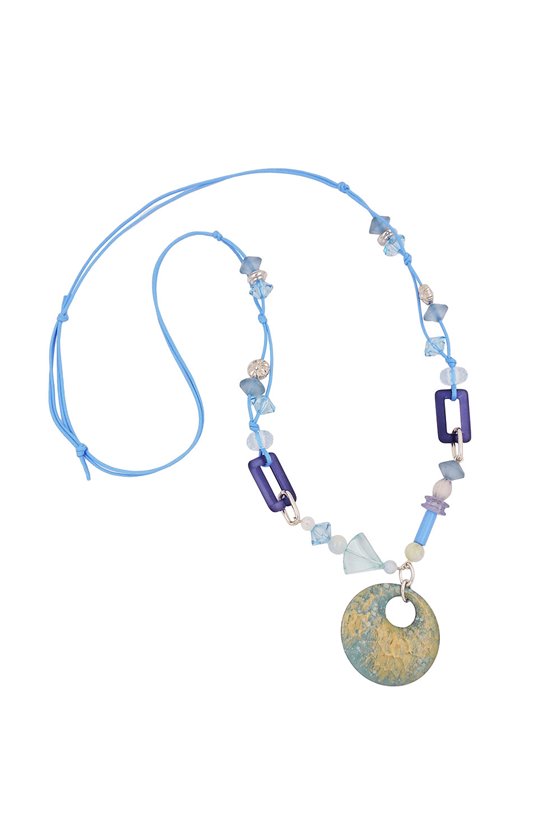 NECKLACE DIFFERENT BEADS TURQUOISE AND LIGHT BLUE