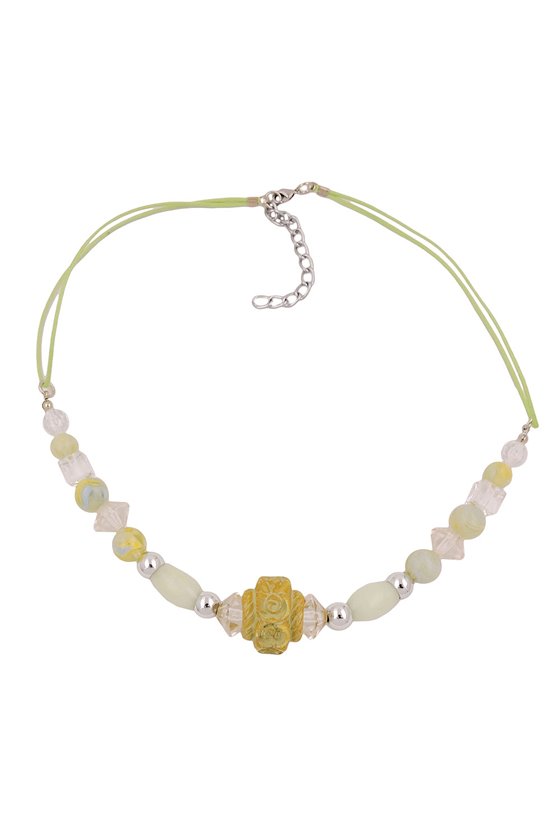 NECKLACE BEADS LIGHT-GREEN-YELLOW