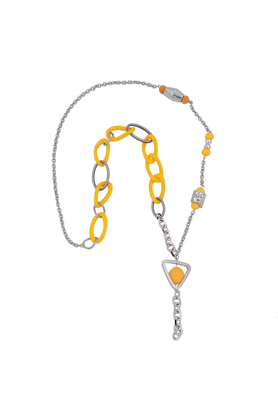 NECKLACE YELLOW BEADS CHAIN LINKS