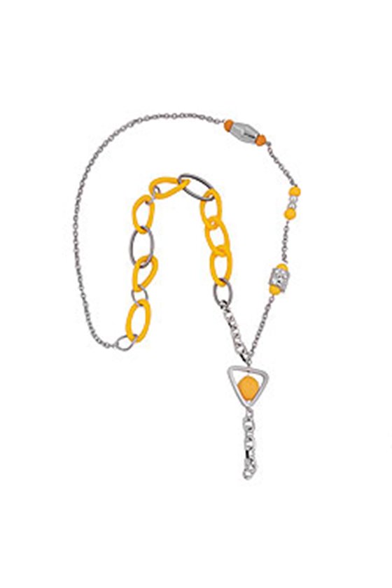 NECKLACE YELLOW BEADS CHAIN LINKS