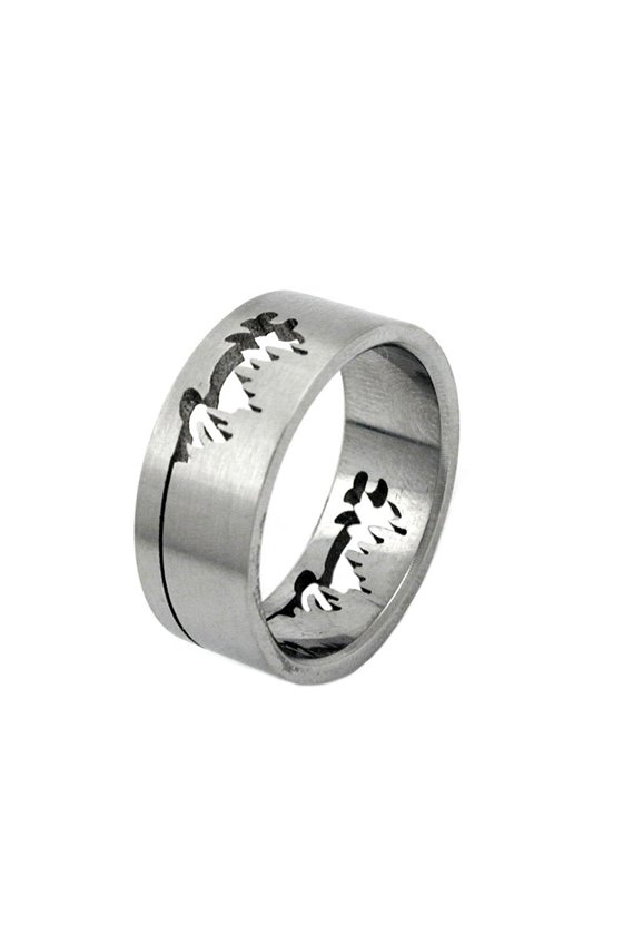 RING PHANTASY LASER CUT PEAKS STAINLESS STEEL