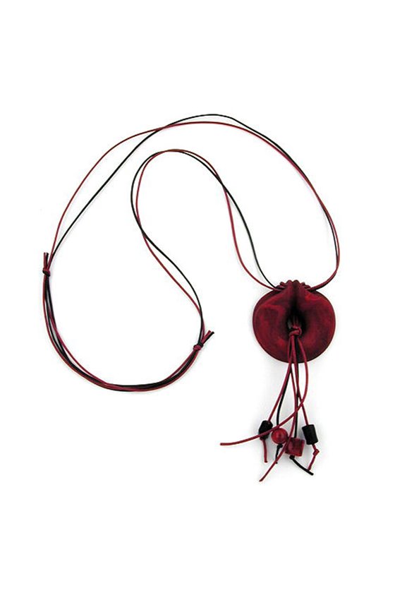 NECKLACE RINGS DARK-RED METALLIC 100CM