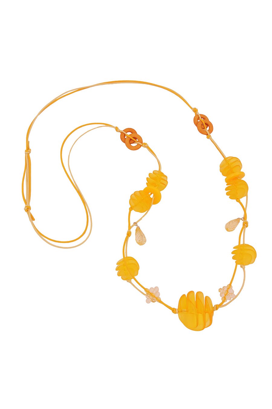 NECKLACE YELLOW SPIRAL BEADS CORD