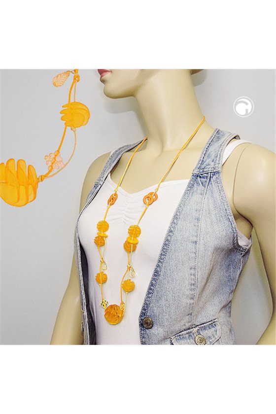 NECKLACE YELLOW SPIRAL BEADS CORD