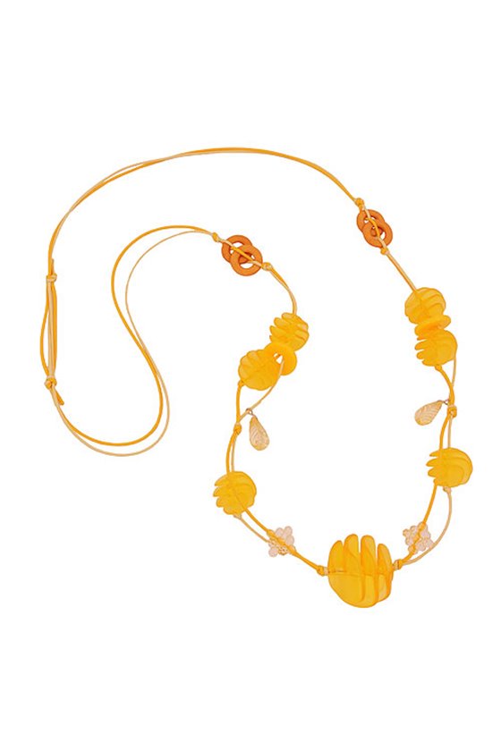 NECKLACE YELLOW SPIRAL BEADS CORD