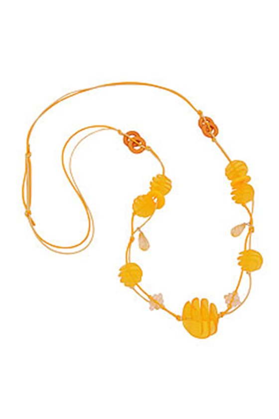 NECKLACE YELLOW SPIRAL BEADS CORD