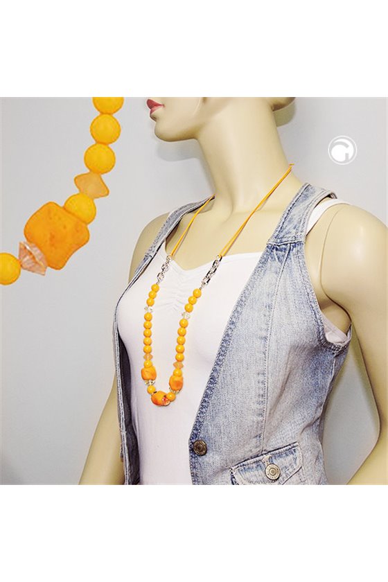 NECKLACE STONE-SHAPED BEADS YELLOW