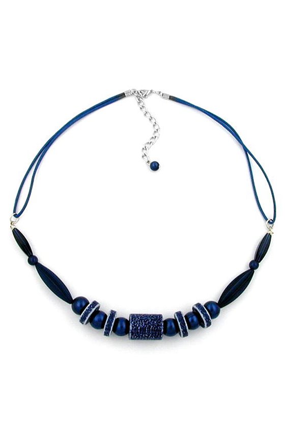 NECKLACE DARK BLUE/ METAL COLOURED