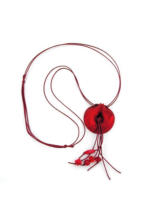 NECKLACE RED MARBLED RING