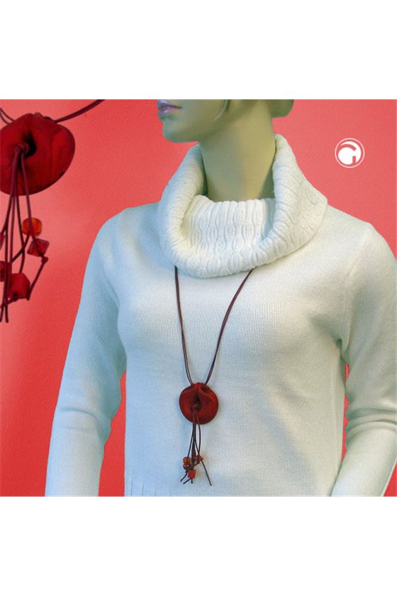 NECKLACE RED MARBLED RING