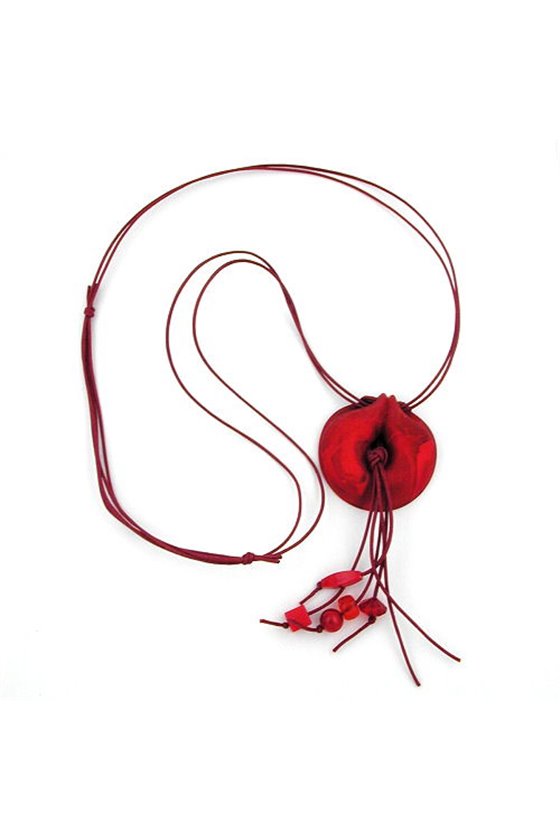 NECKLACE RED MARBLED RING