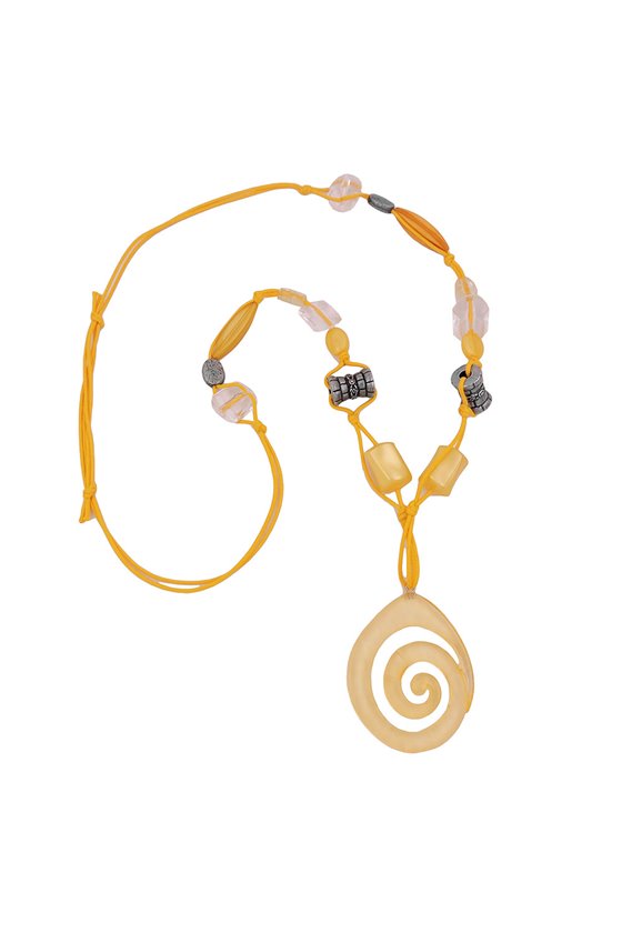 NECKLACE YELLOW + ANTIQUE-SILVER BEADS