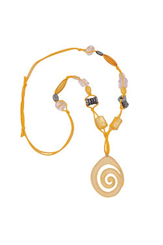 NECKLACE YELLOW + ANTIQUE-SILVER BEADS