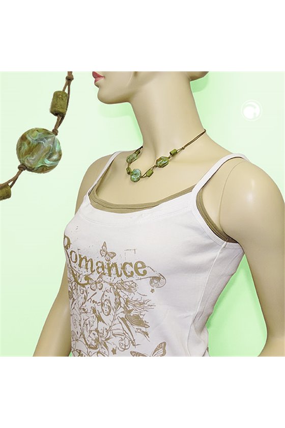 NECKLACE BEADS ON CORD TURQUOISE-OLIVE