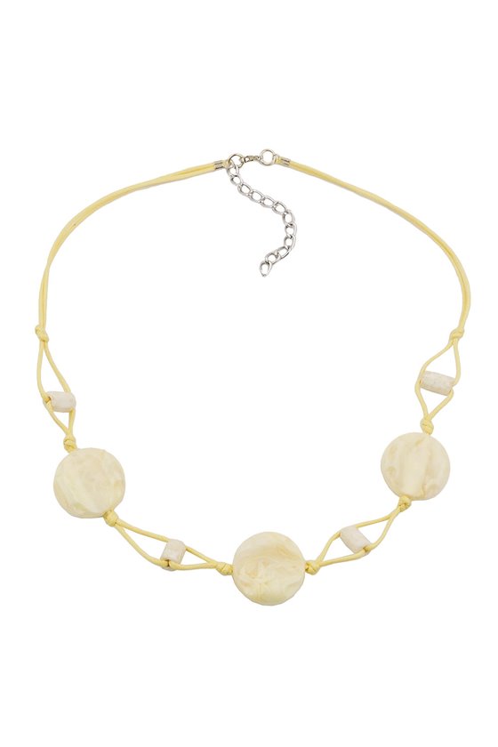 NECKLACE BEADS ON CORD VANILLE COLORED