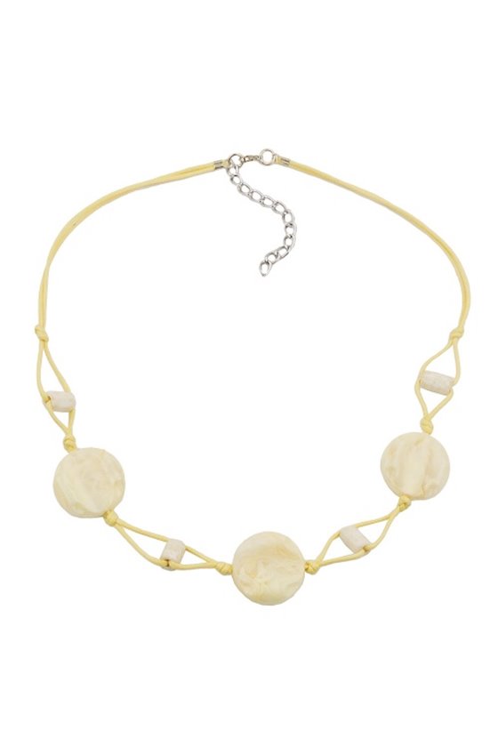 NECKLACE BEADS ON CORD VANILLE COLORED