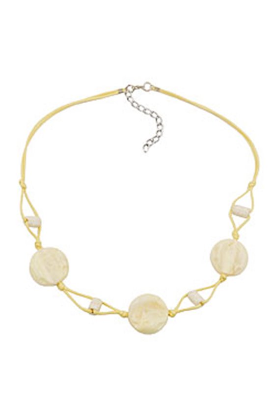 NECKLACE BEADS ON CORD VANILLE COLORED
